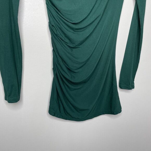 MARINA MOSCONE Collective Top Womens XS Green Ruched Long Sleeve Pull On - Picture 10 of 12